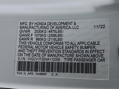 2022 Honda Accord Sedan Sport