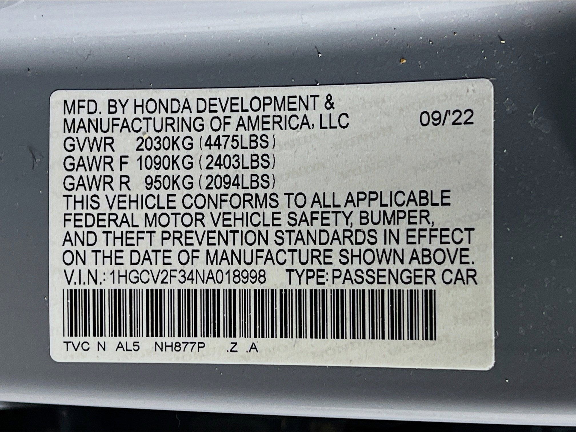 2022 Honda Accord Sedan Sport
