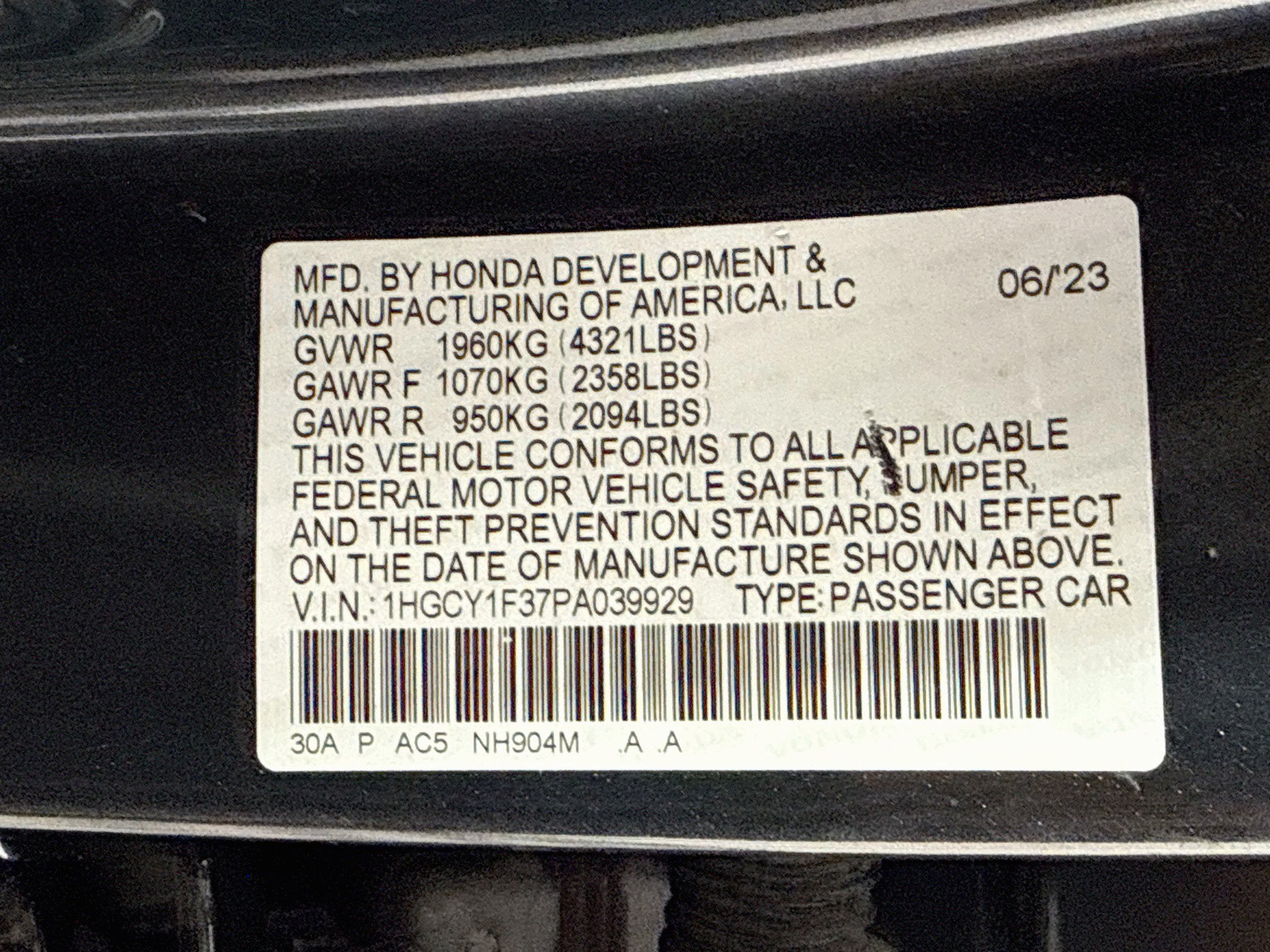 2023 Honda Accord Sedan EX
