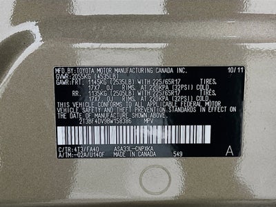 2011 Toyota RAV4 4WD 4dr 4-cyl 4-Spd AT (Natl)