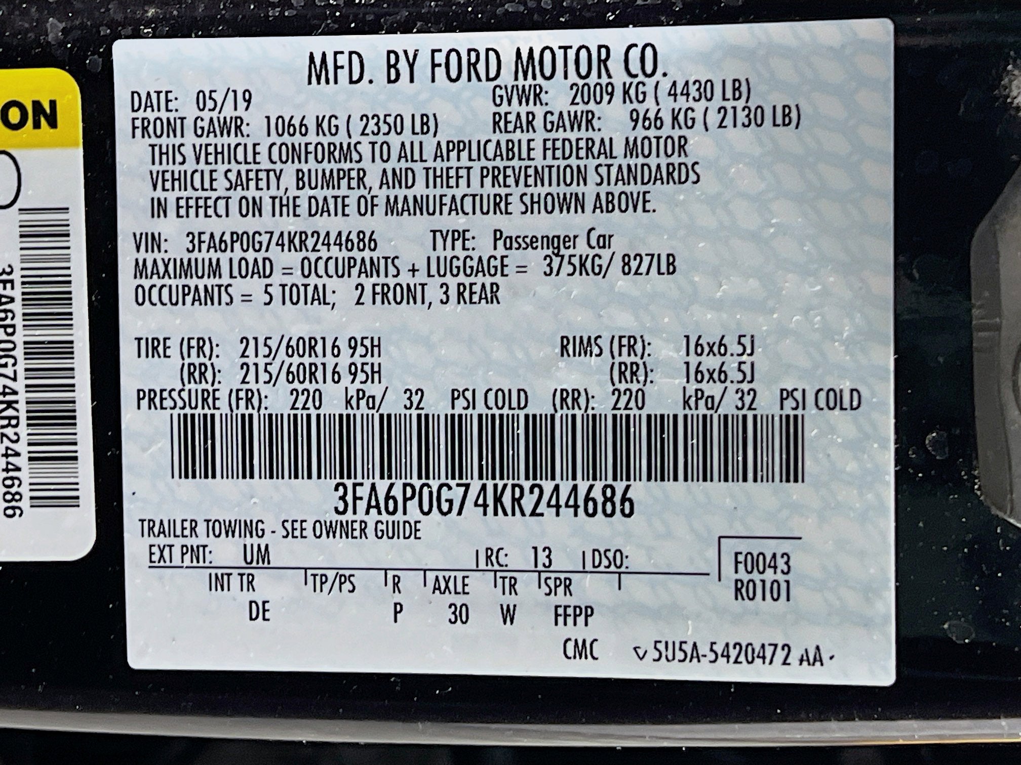 2019 Ford Fusion S