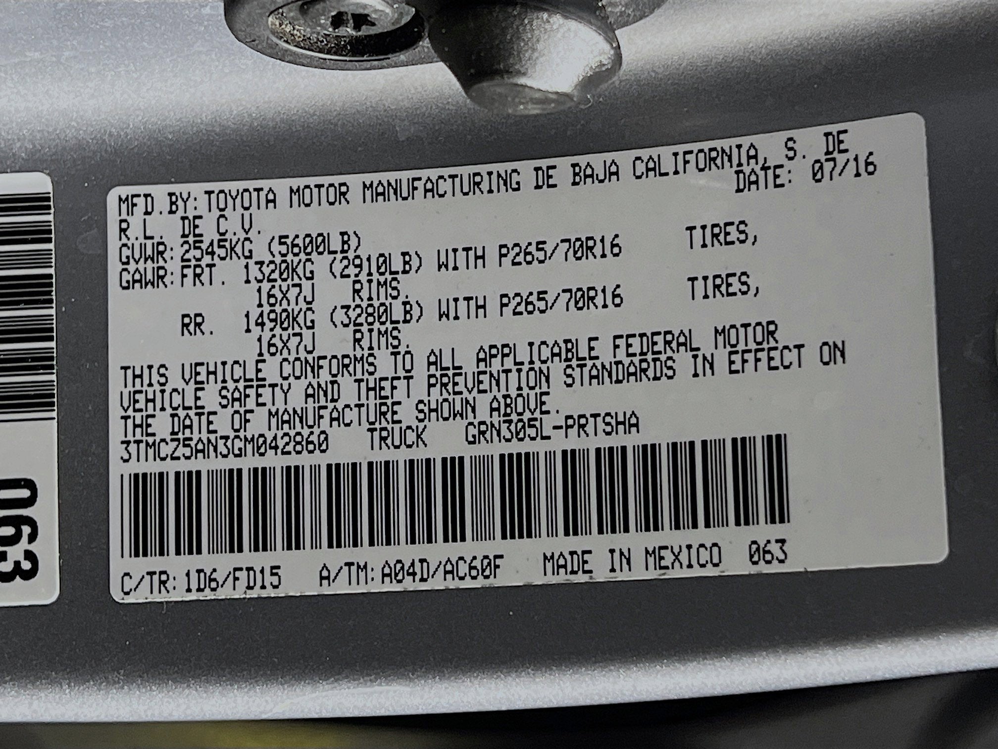 2016 Toyota Tacoma Base