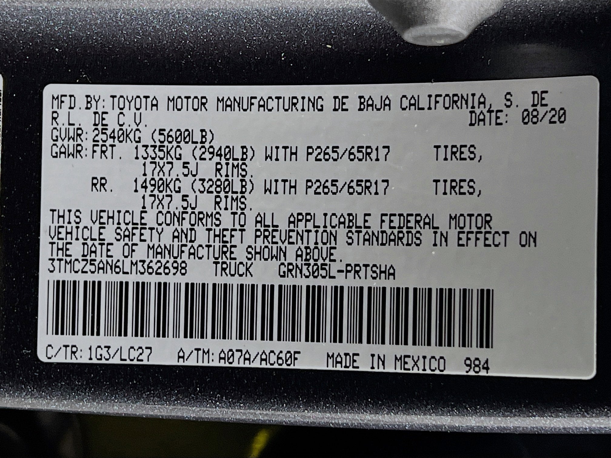 2020 Toyota Tacoma 4WD TRD Sport