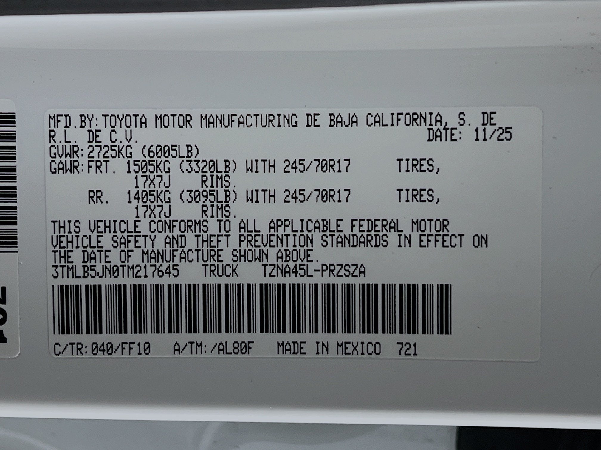 2026 Toyota Tacoma 4WD Base