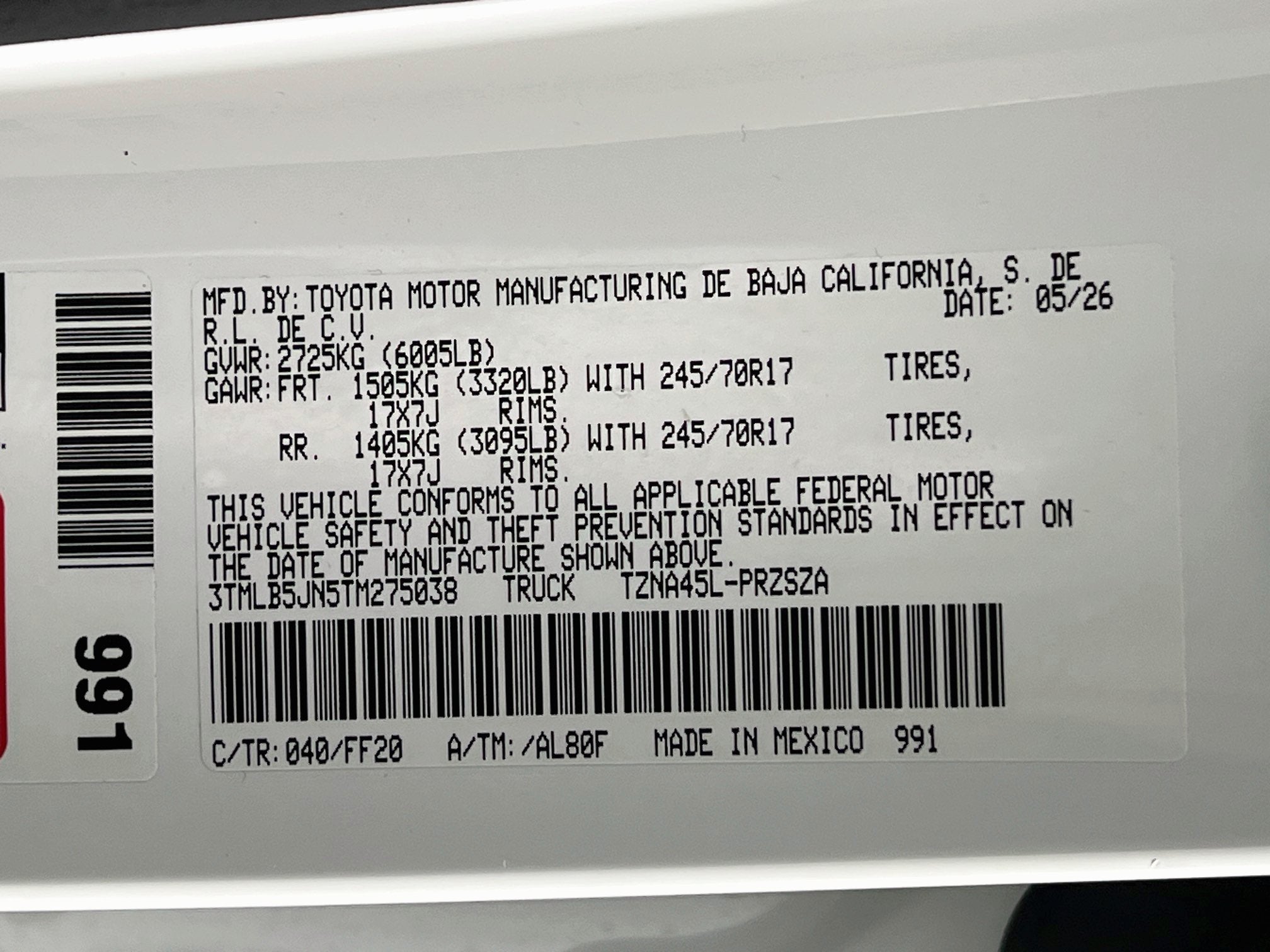2026 Toyota Tacoma 4WD Base