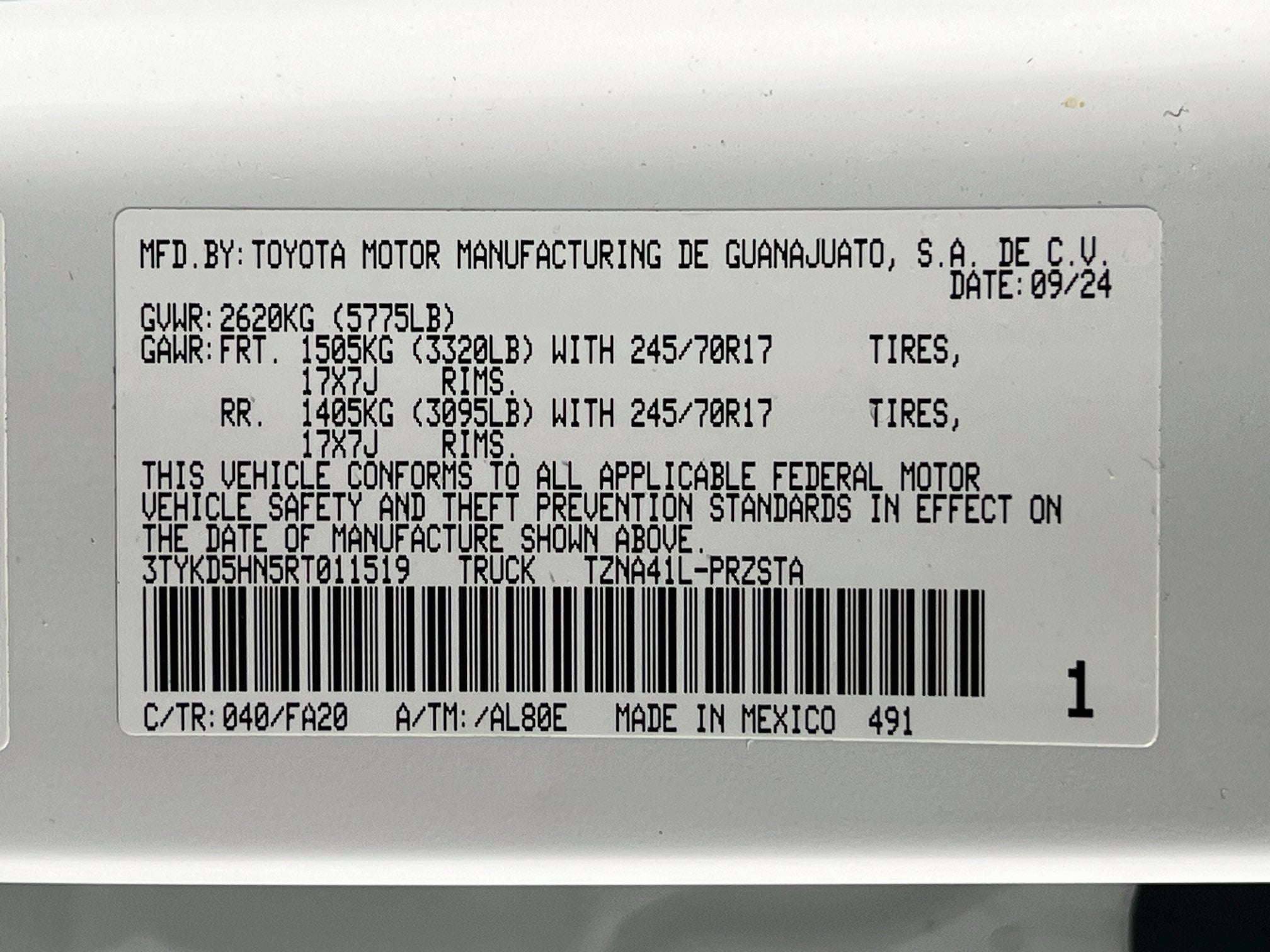 2024 Toyota Tacoma 2WD SR