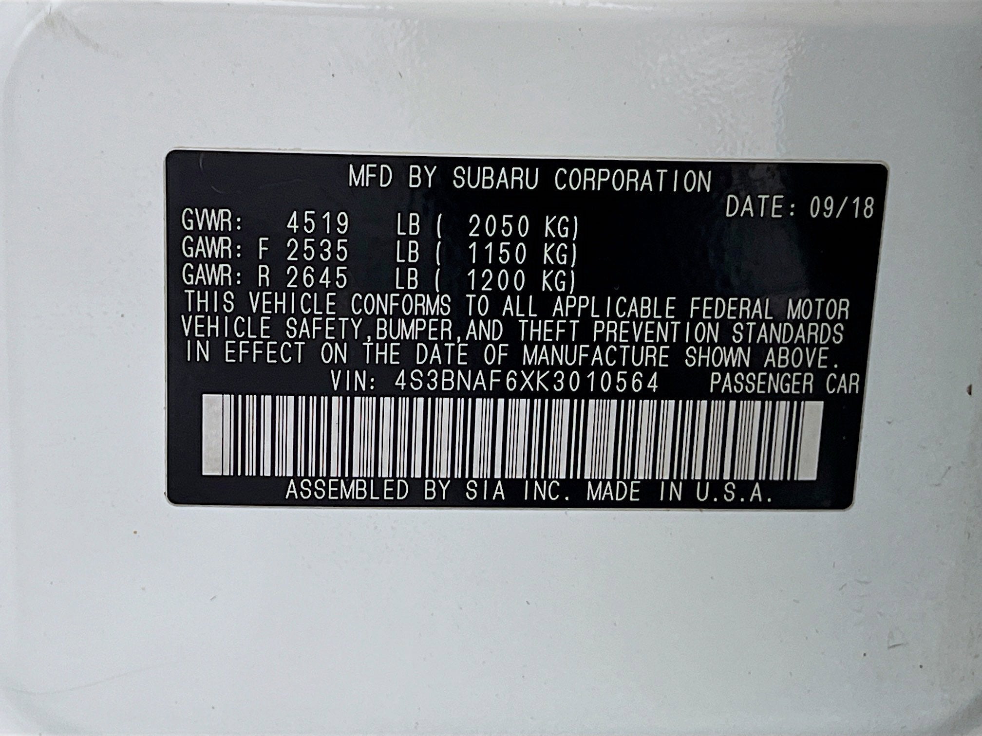 2019 Subaru Legacy Premium