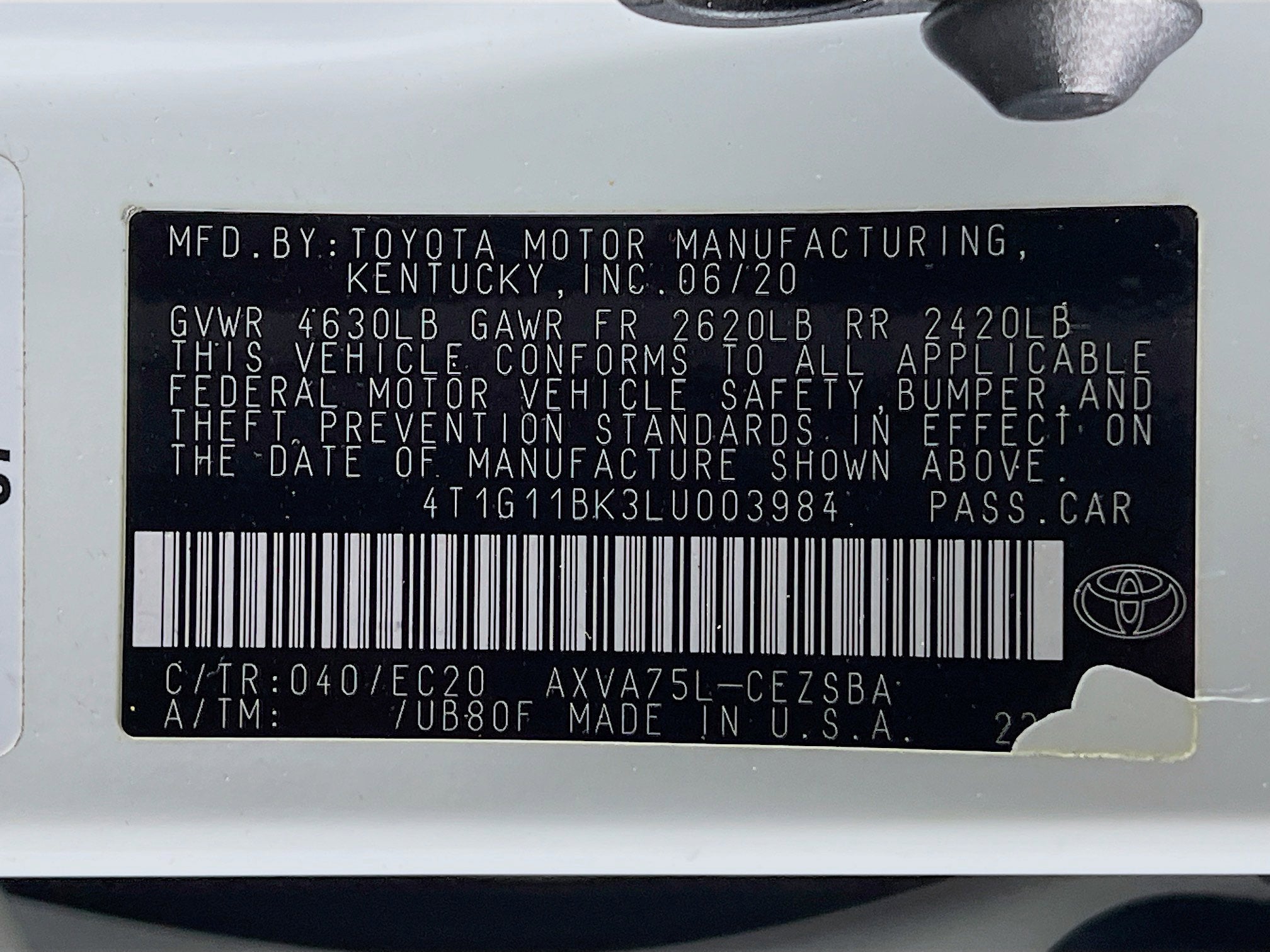 2020 Toyota Camry Base