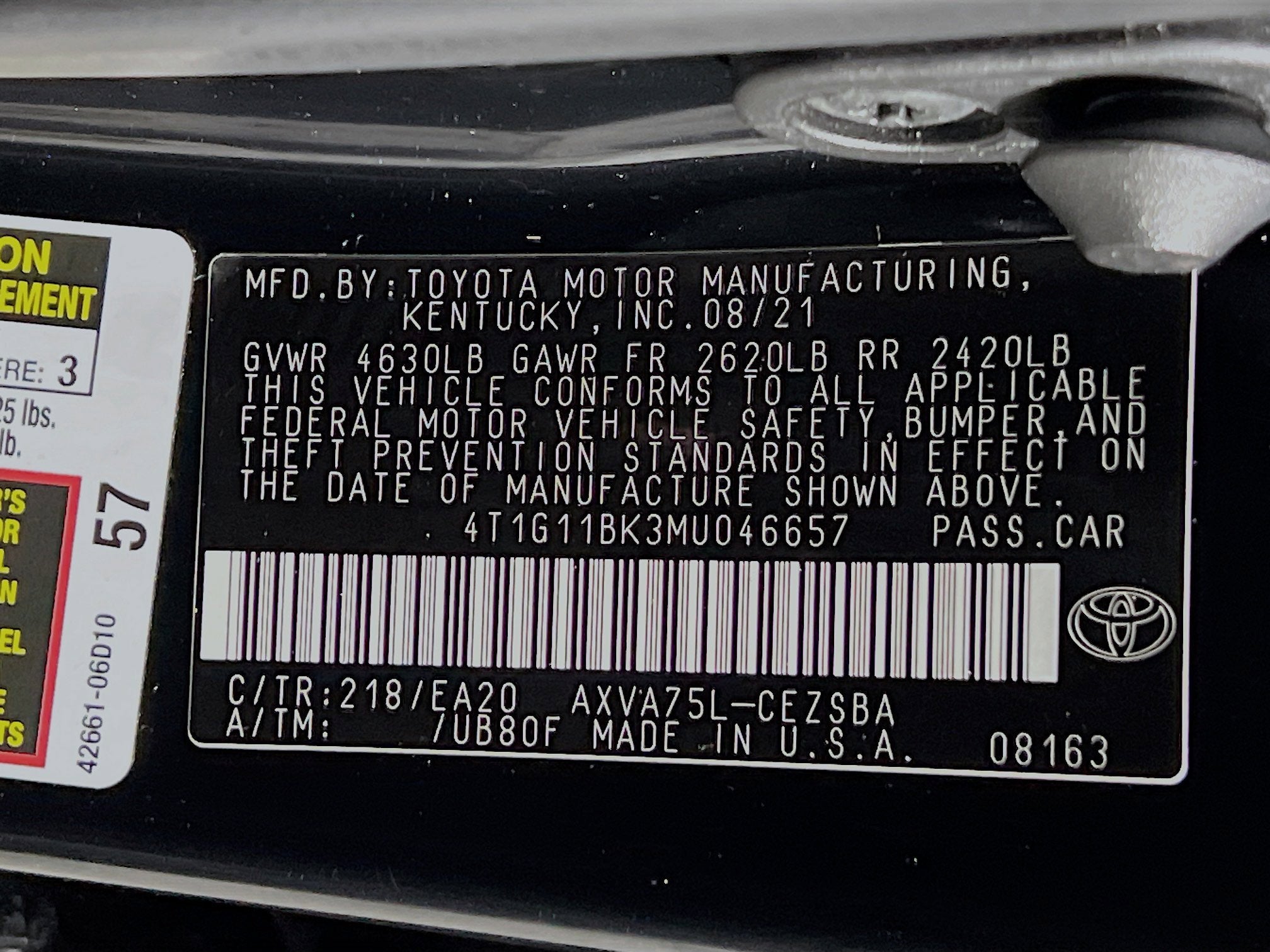 2021 Toyota Camry Base