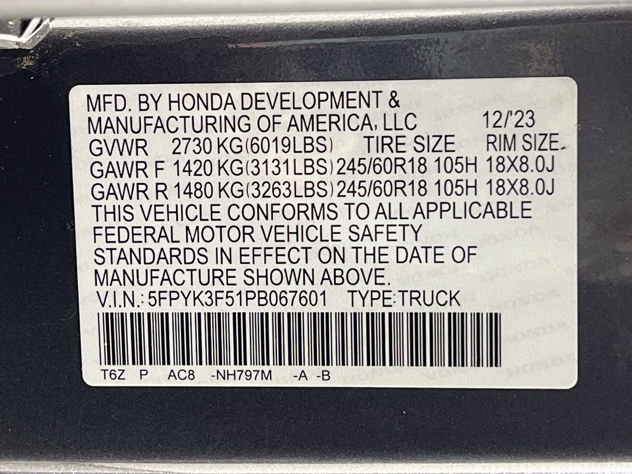 2023 Honda Ridgeline RTL