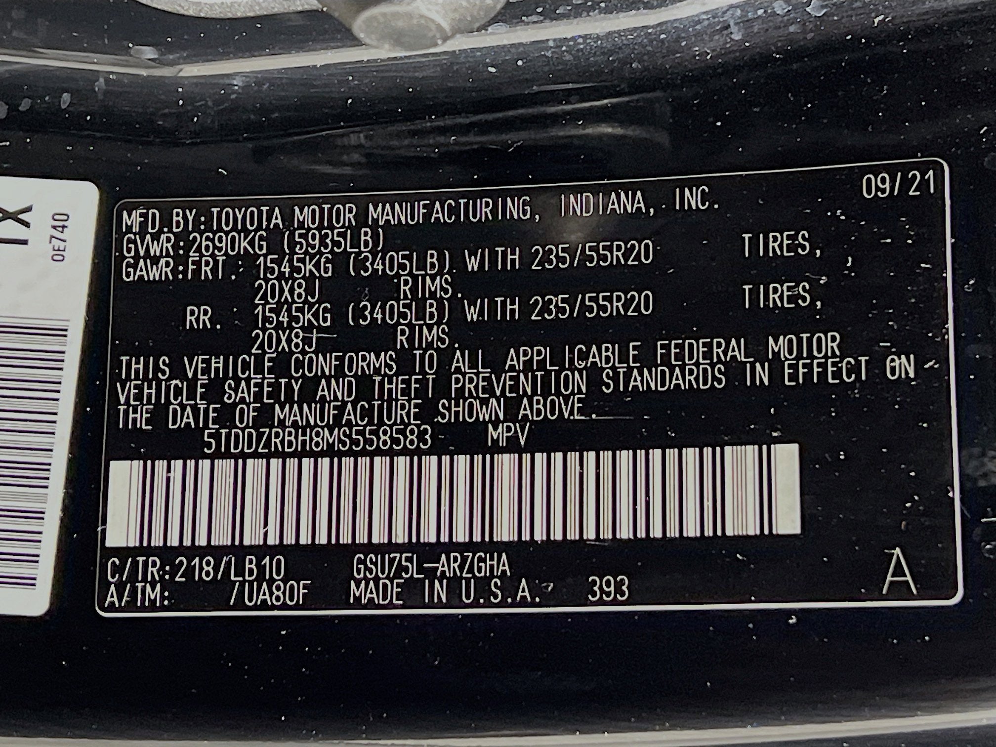 2021 Toyota Highlander Base