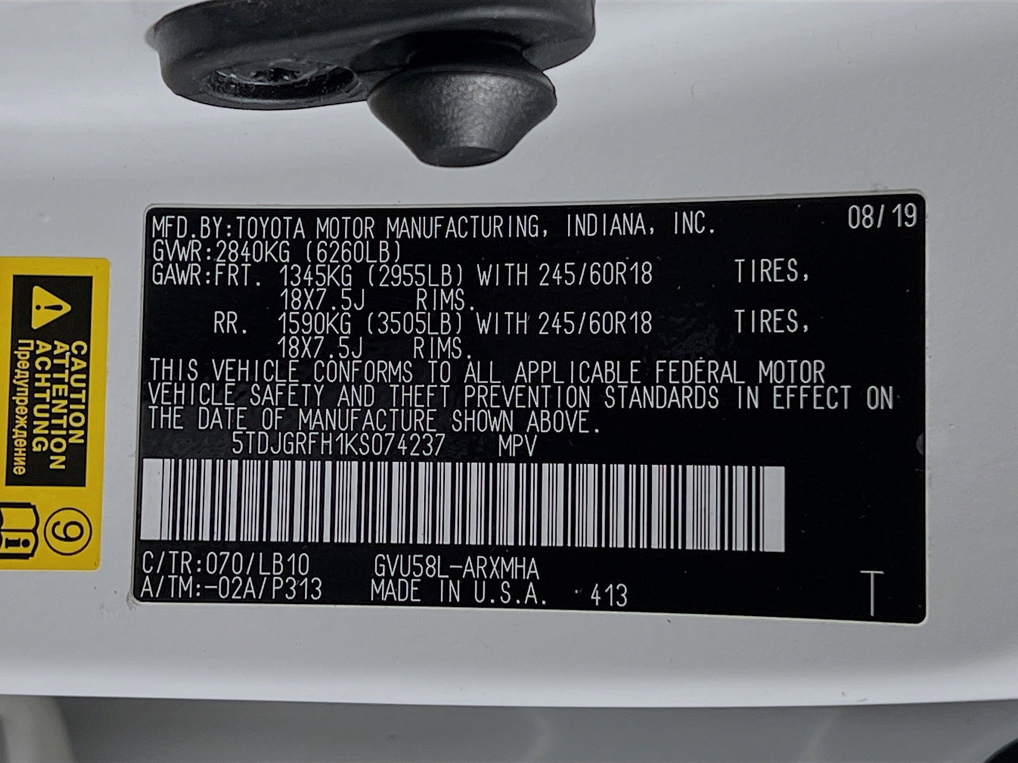 2019 Toyota Highlander Hybrid XLE