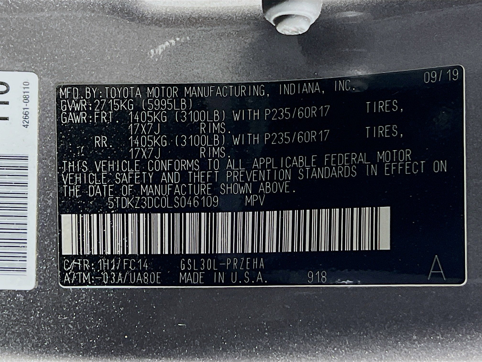 2020 Toyota Sienna Base