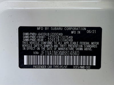 2021 Subaru WRX Limited
