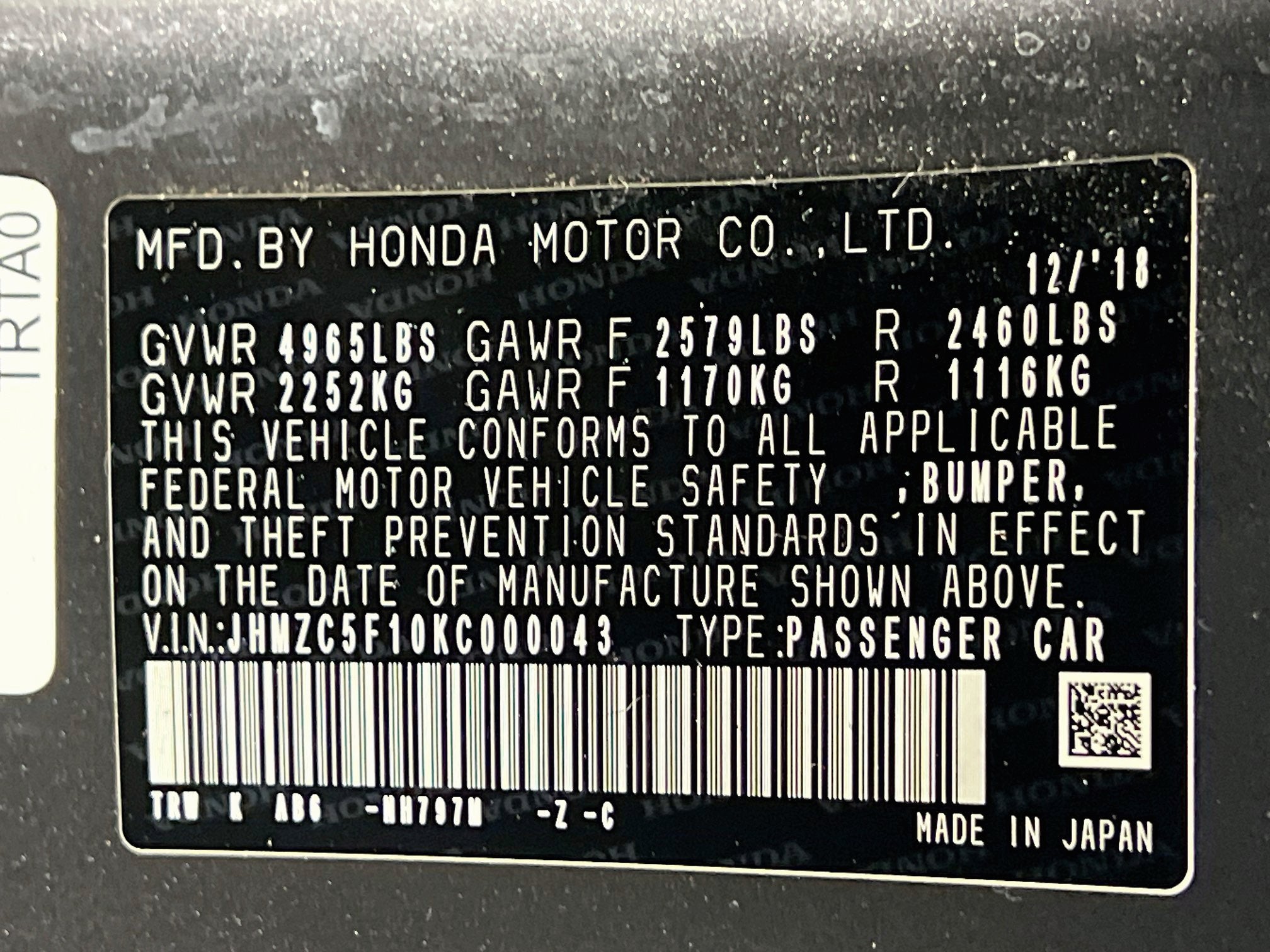 2019 Honda Clarity Plug-In Hybrid Sedan