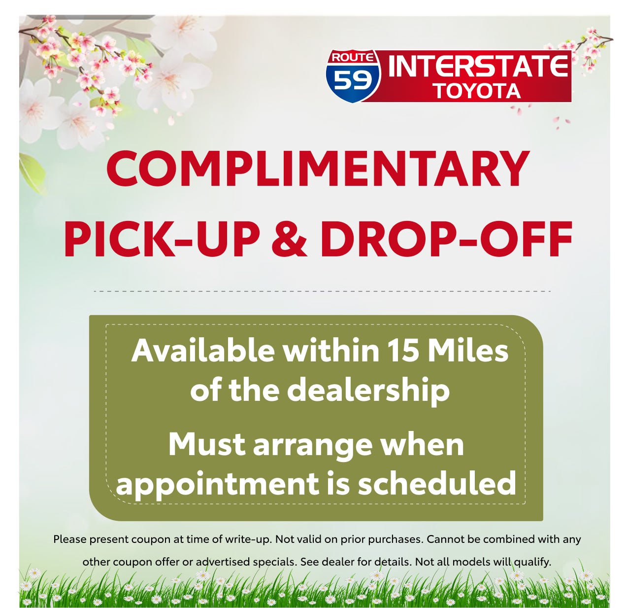COMPLIMENTARY PICK-UP & DROP-OFF