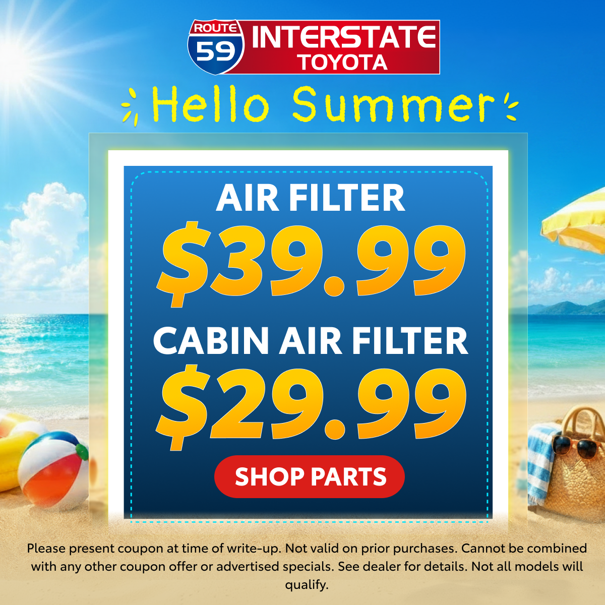 AIR FILTER $39.99 & CABIN AIR FILTER $29.99